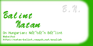 balint natan business card